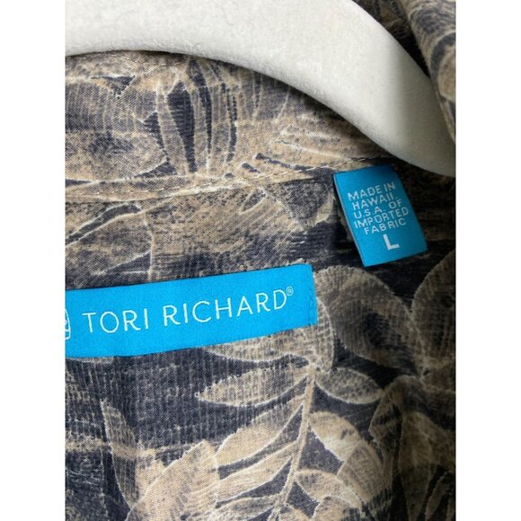 Tori Richard Hawaiian Button Down Shirt Men sz Large Floral Brown beach vacation - Picture 13 of 15